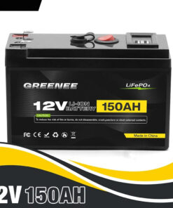 LiFePO4 12V 150Ah Rechargeable Lithium Battery, 4000+ Cycles, Ideal for Small UPS, Solar Power, and Fish Finders