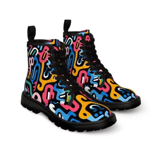 Abstract colorful Women's Canvas Boots SE59