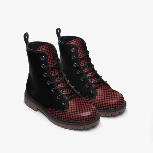 Black And Red Boots Casual Leather Lightweight Boots SE55