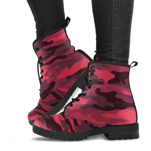 Dark Red Camouflage Combat Boots SE53 - Image 2