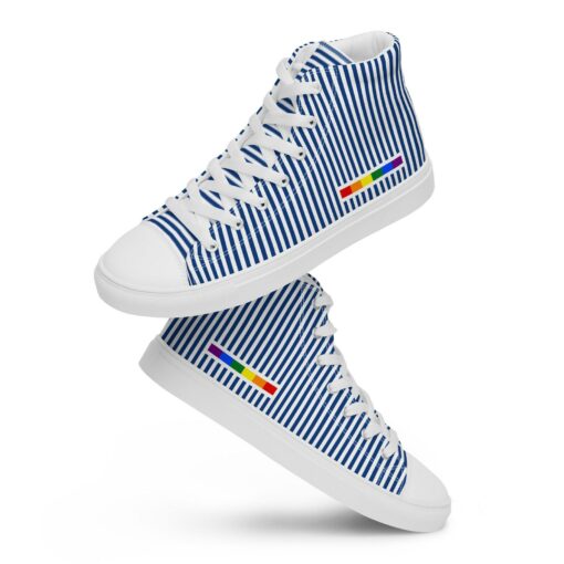 Gay Flag Blue Pinstripe High Top Sneakers SE68