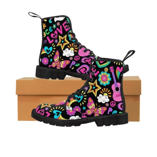 Peace Love Music Canvas Boots SE61 - Image 2