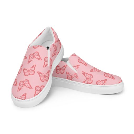 Pink Butterfly Canvas Slip-On SE36