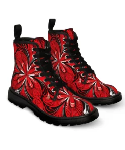 Relaxing Red Pattern Combat Boots SE52