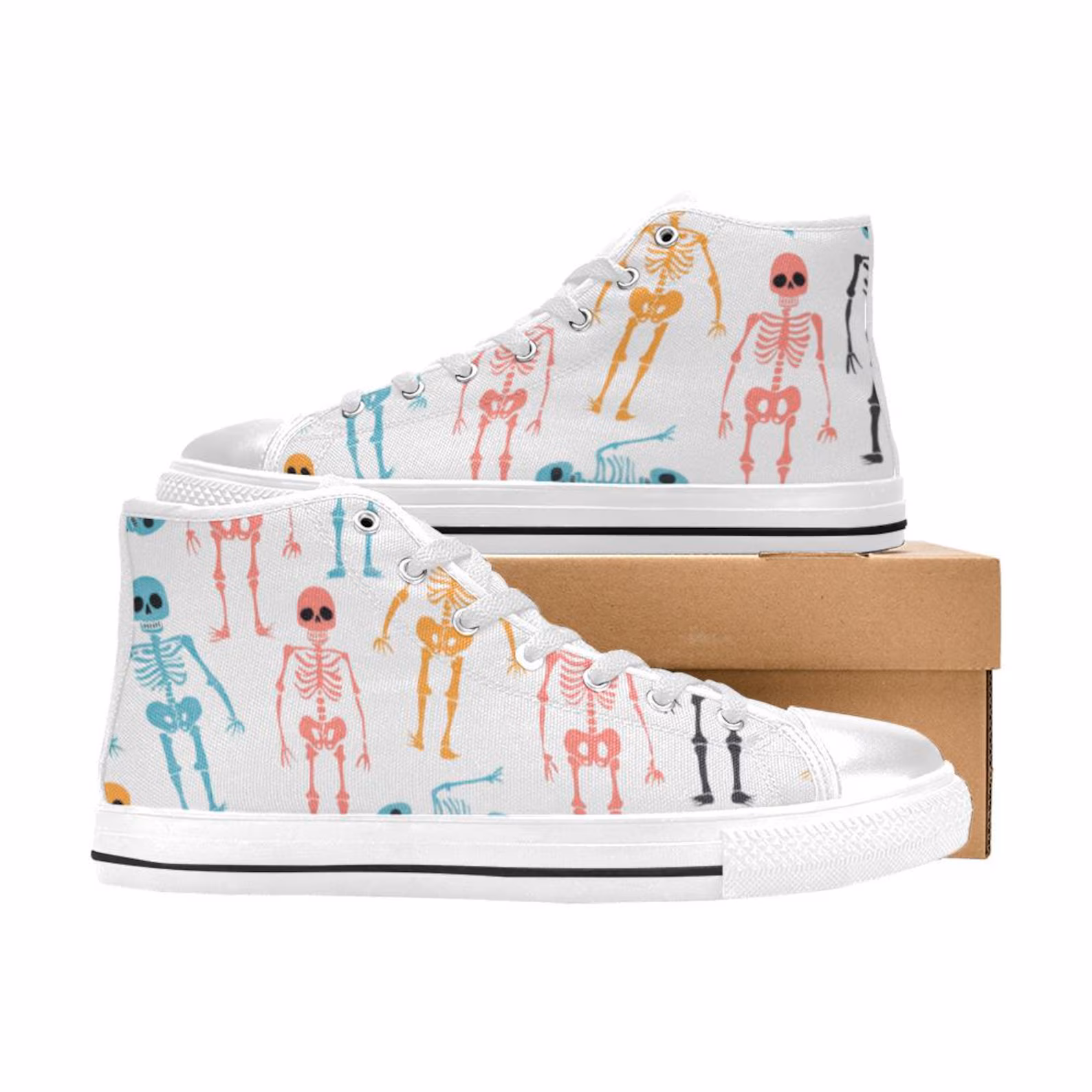 Skeletal Style Colorful Skeleton High Top Sneakers SE64