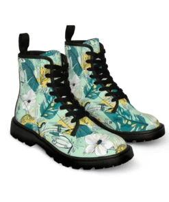 Women's Trendy Green Pattern Combat Boots SE56
