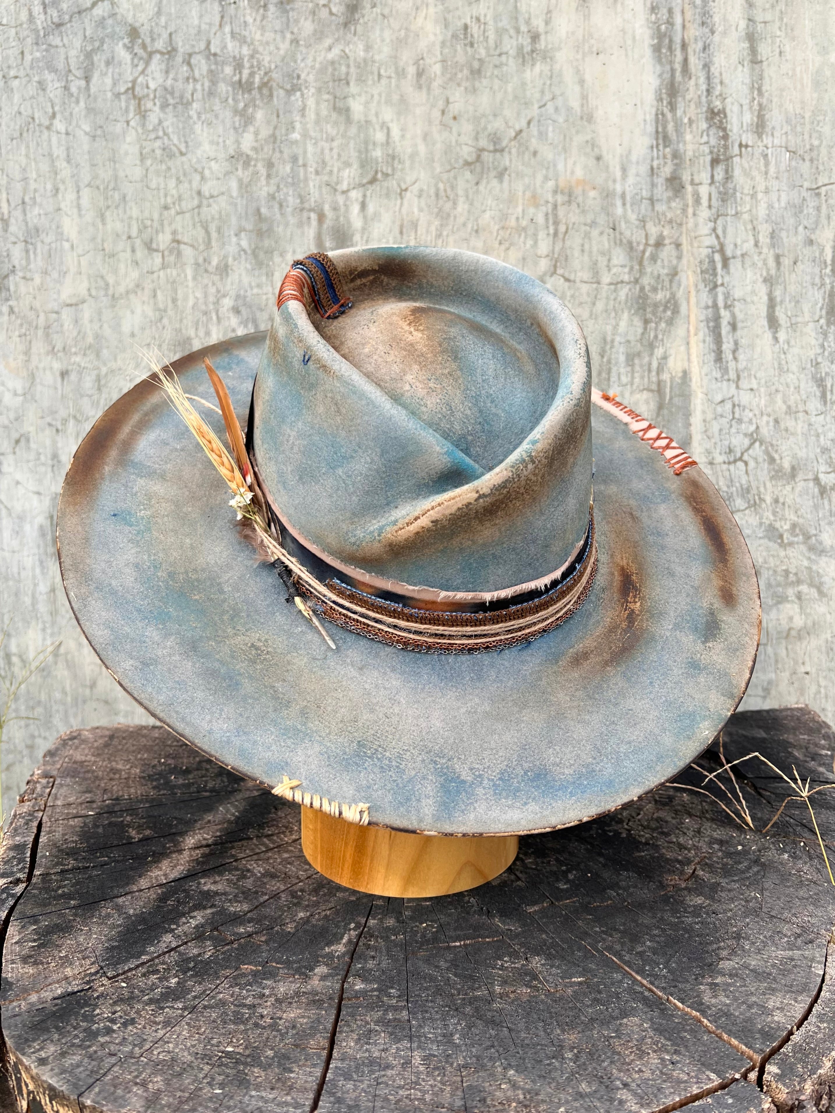 Tempered Teal Vintage Wide-Brimmed Hat - Image 4