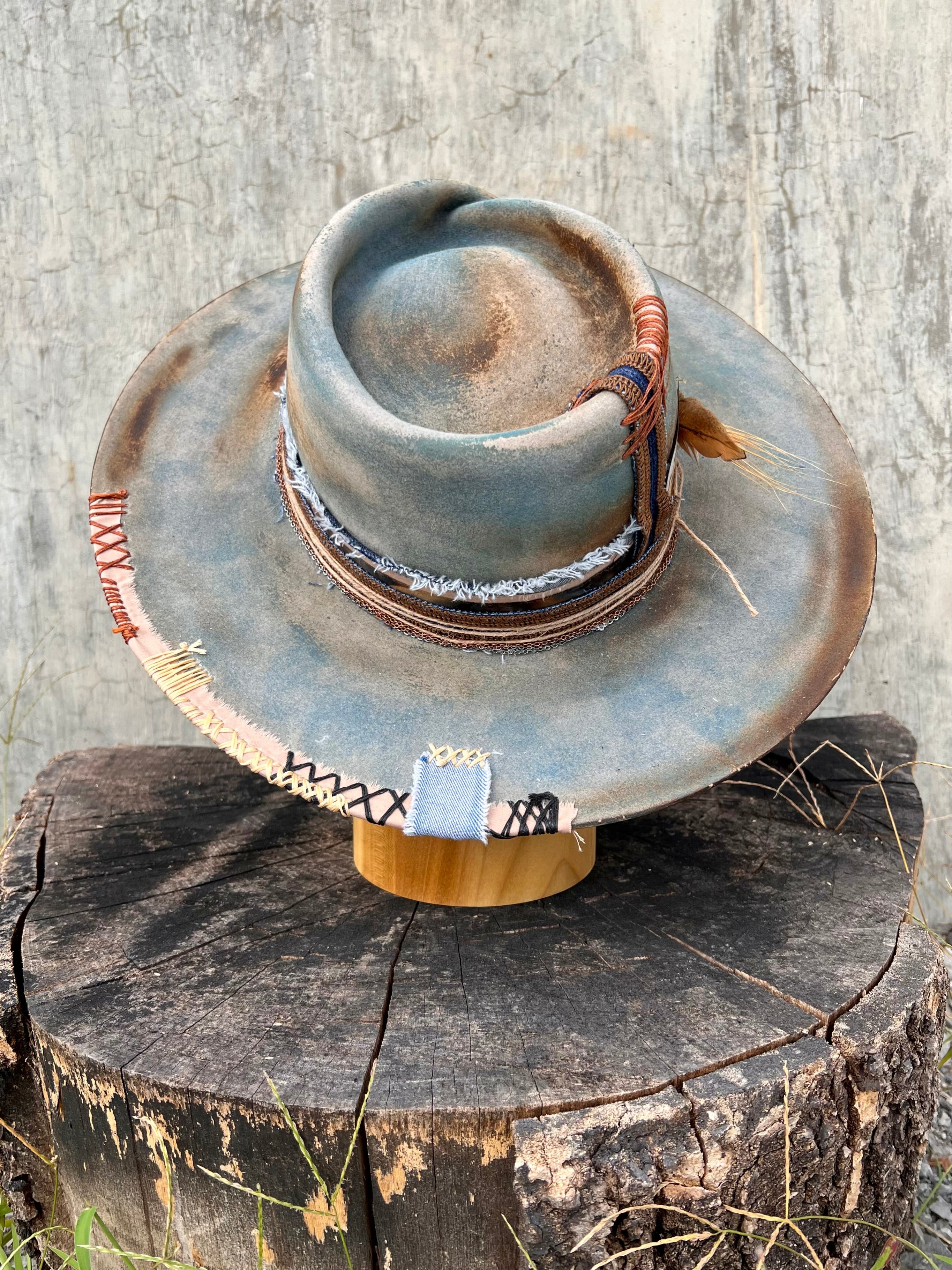 Tempered Teal Vintage Wide-Brimmed Hat - Image 3